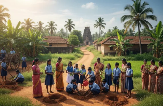 மரம் நடும் மாணவர்கள்