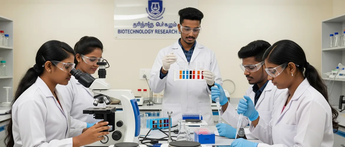 உயிரித் தொழில்நுட்ப ஆய்வகத்தில் மாணவர்கள்